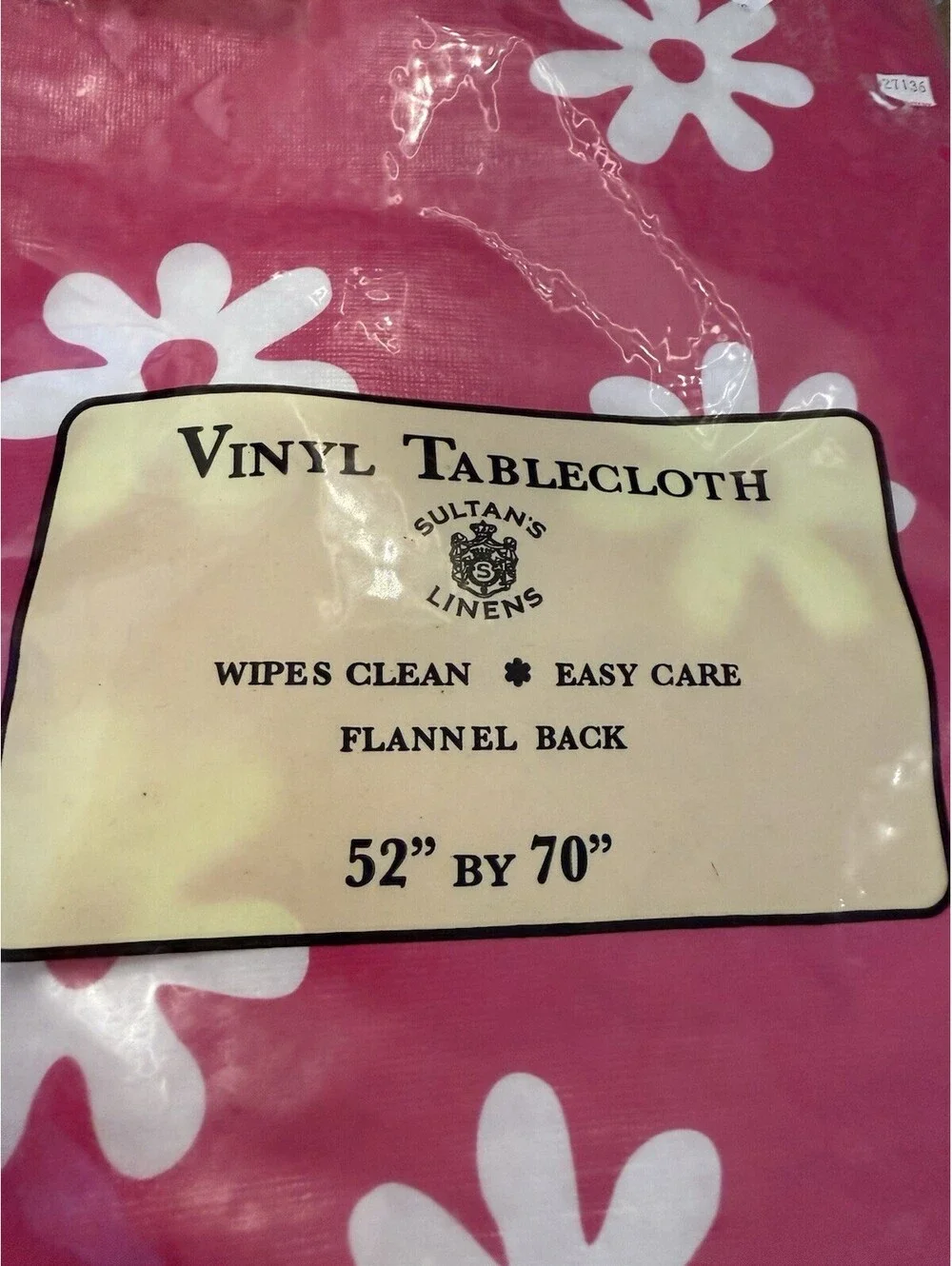 Sultran Linens Vinyl Tablecloth Flannel Back In Original Package 52 X 70